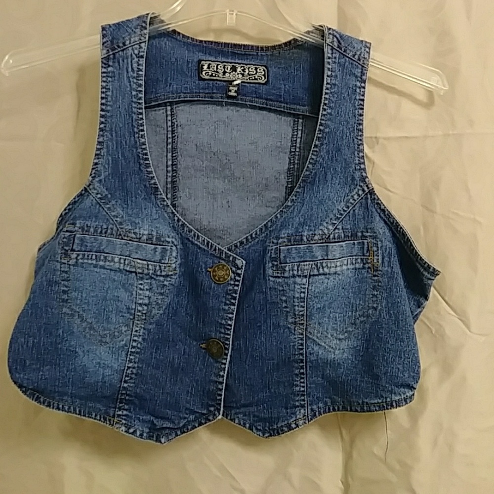 Cropped blue jean vest